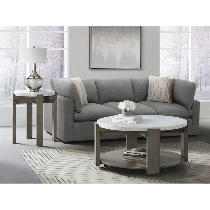 Rosamel Round End Table in Ash Brown - Vida Furniture (Laredo,TX)