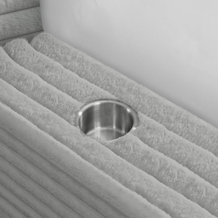 Rosebery UPH Bed with 2 Pillows in Light Grey Corduroy - Vida Furniture (Laredo,TX)