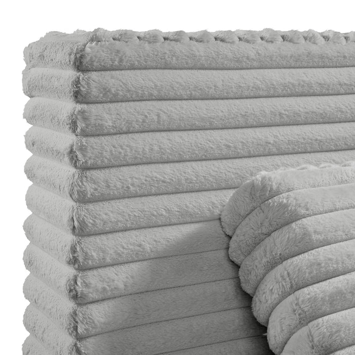 Rosebery UPH Bed with 2 Pillows in Light Grey Corduroy - Vida Furniture (Laredo,TX)