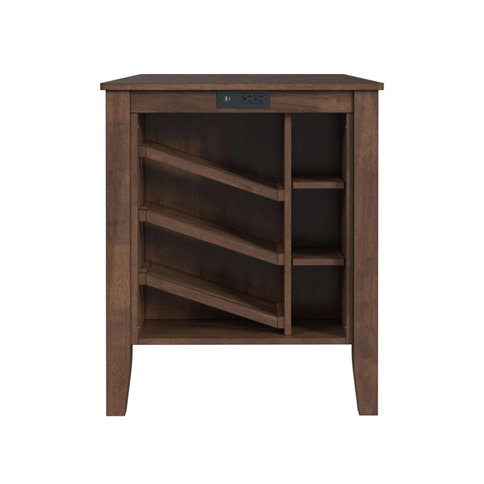 Santa Barbara Kitchen Island & 2 Counter Stools with Dark Grey Fabric in Walnut - Vida Furniture (Laredo,TX)