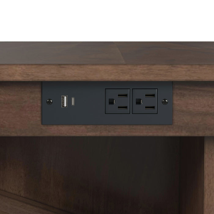 Santa Barbara Kitchen Island & 2 Counter Stools with Dark Grey Fabric in Walnut - Vida Furniture (Laredo,TX)