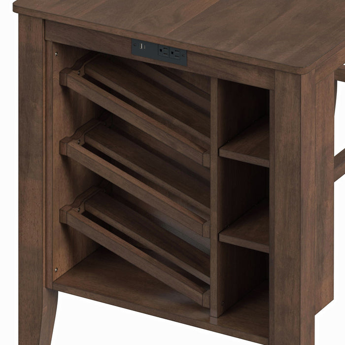 Santa Barbara Kitchen Island & 2 Counter Stools with Dark Grey Fabric in Walnut - Vida Furniture (Laredo,TX)