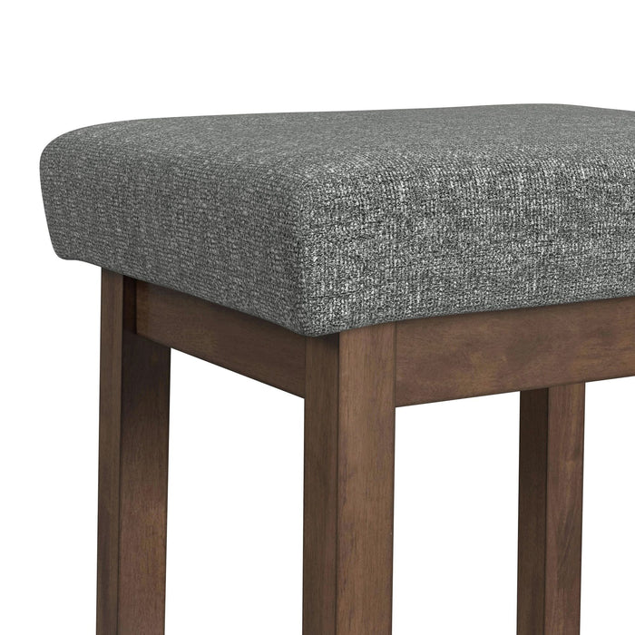 Santa Barbara Kitchen Island & 2 Counter Stools with Dark Grey Fabric in Walnut - Vida Furniture (Laredo,TX)