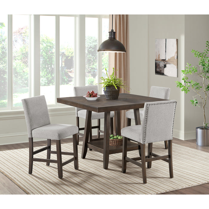 Seneca Counter Side Chair with Grey Fabric in Brown (2 Per Carton) - Vida Furniture (Laredo,TX)