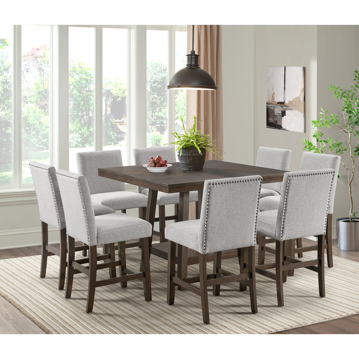 Seneca Counter Height Dining Set in Brown-Table and Four Chairs - Vida Furniture (Laredo,TX)