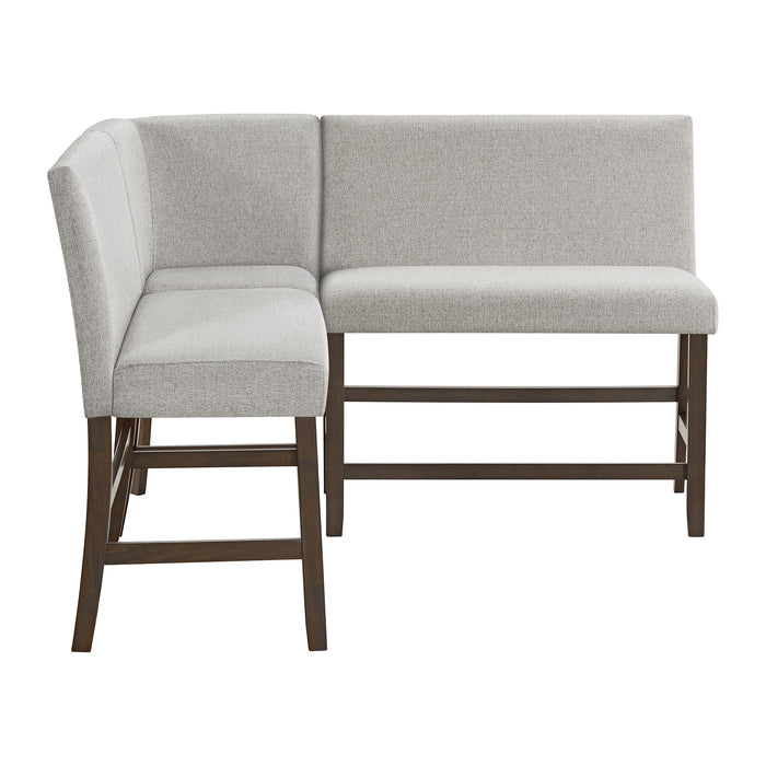 Seneca Counter 3PC Corner Bench with Grey Fabric in Brown - Vida Furniture (Laredo,TX)