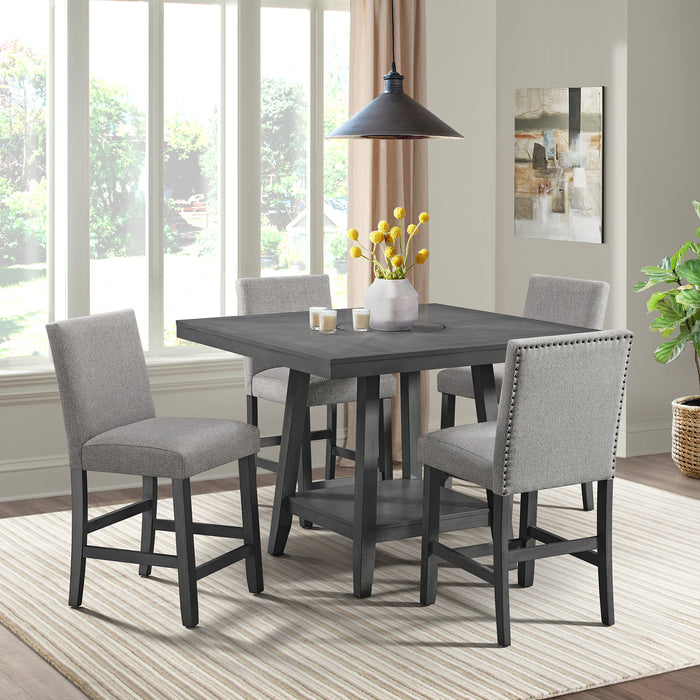 Seneca Counter Height Dining Set in Brown-Table and Four Chairs - Vida Furniture (Laredo,TX)