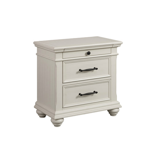 Slater Nightstand w/USB in Antique White - Vida Furniture (Laredo,TX)