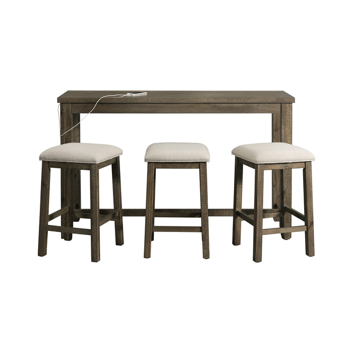 Stone Occasional Bar Table Single Pack Gray Finish (Table + Three Stools) - Vida Furniture (Laredo,TX)