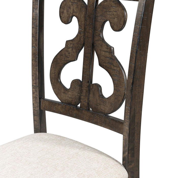 Stone Wooden Swirl Back Side Chair (2 Per Pack) - Vida Furniture (Laredo,TX)