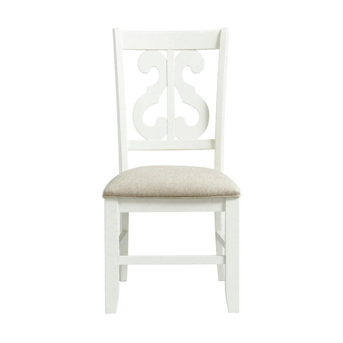 Stone Wooden Swirl Back Side Chair in White (2 Per Pack)