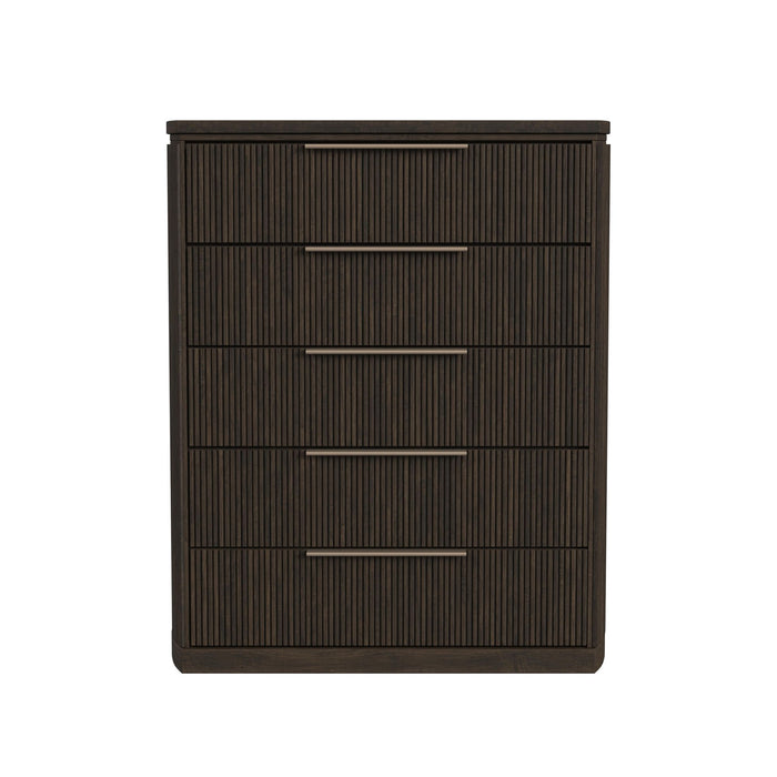 Sylvie 5-Drawer Chest in Dark Brown - Vida Furniture (Laredo,TX)