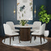 Sylvie Round Dining Table with White Faux Marble Top in Dark Brown - Vida Furniture (Laredo,TX)
