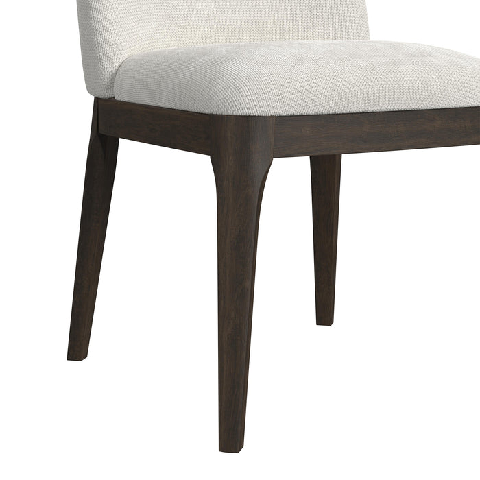 Sylvie Dining Side Chair with White Fabric in Dark Brown (2 Per Carton) - Vida Furniture (Laredo,TX)