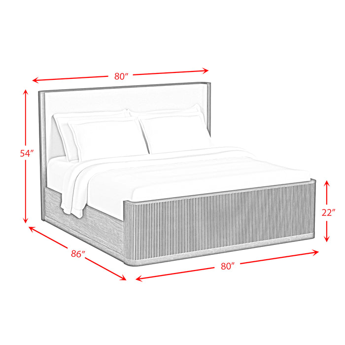 Sylvie UPH Bed with White Fabric - Vida Furniture (Laredo,TX)