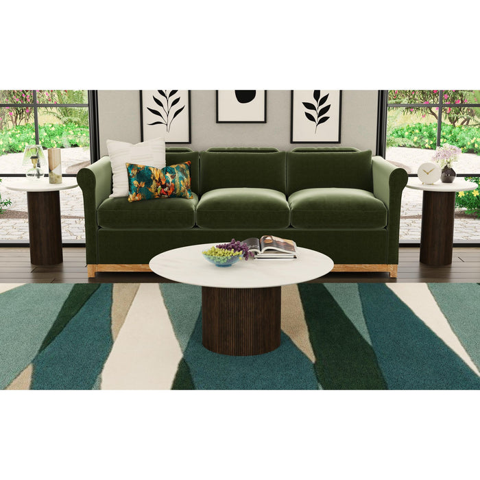 Sylvie 3PC Occasional Table Set with White Faux Marble Top and Base in Dark Brown-Coffee Table & Two End Table - Vida Furniture (Laredo,TX)