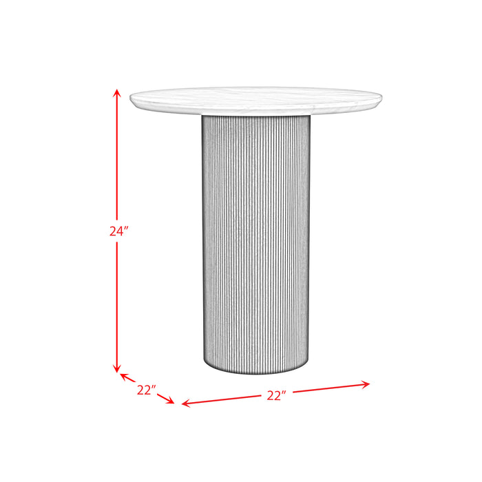 Sylvie 3PC Occasional Table Set with White Faux Marble Top and Base in Dark Brown-Coffee Table & Two End Table - Vida Furniture (Laredo,TX)