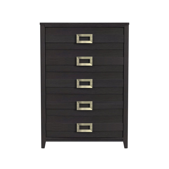 Tobias 5-Drawer Chest in Black - Vida Furniture (Laredo,TX)