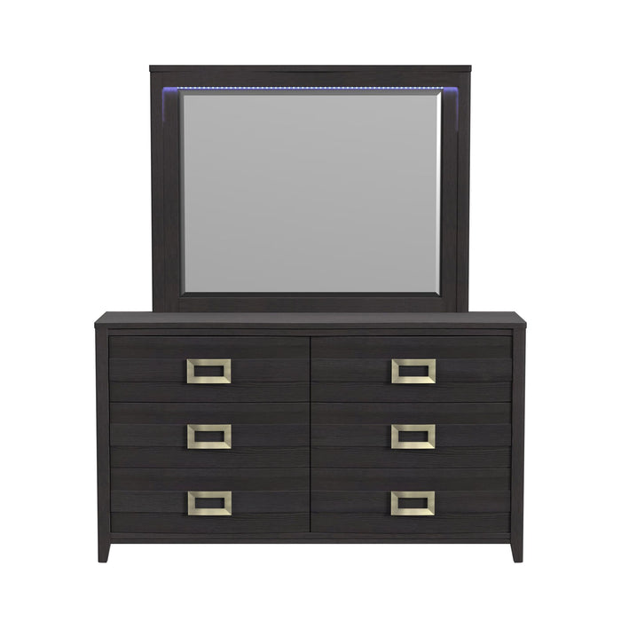 Tobias Dresser and Mirror Set with LED in Black - Vida Furniture (Laredo,TX)