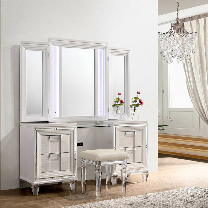 Twenty Nine Dressing Set w/LED & USB Plug White - Vida Furniture (Laredo,TX)