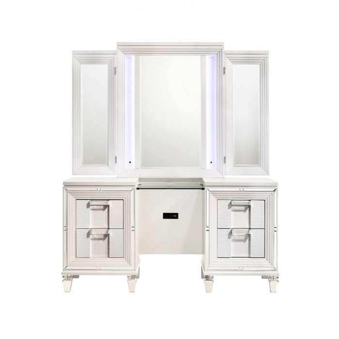 Twenty Nine Dressing Set w/LED & USB Plug White - Vida Furniture (Laredo,TX)