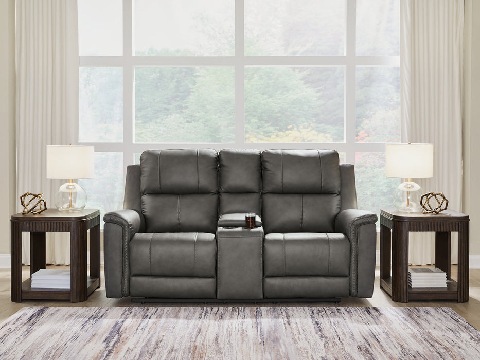 Bleckley Power Reclining Loveseat with Console - Vida Furniture (Laredo,TX)