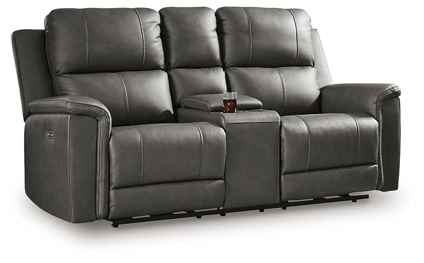 Bleckley Power Reclining Loveseat with Console - Vida Furniture (Laredo,TX)
