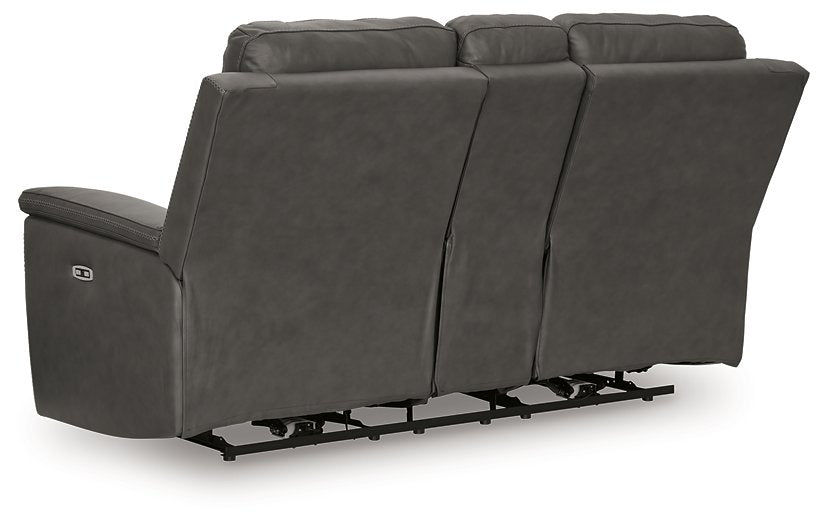 Bleckley Power Reclining Loveseat with Console - Vida Furniture (Laredo,TX)