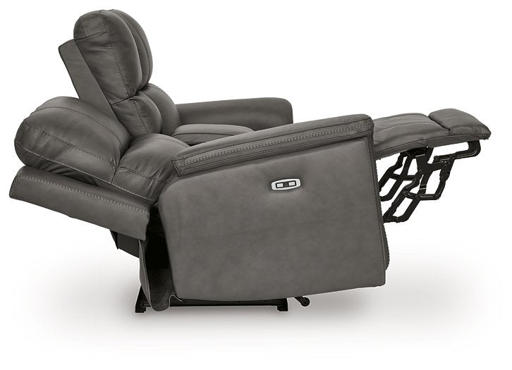Bleckley Power Reclining Loveseat with Console - Vida Furniture (Laredo,TX)