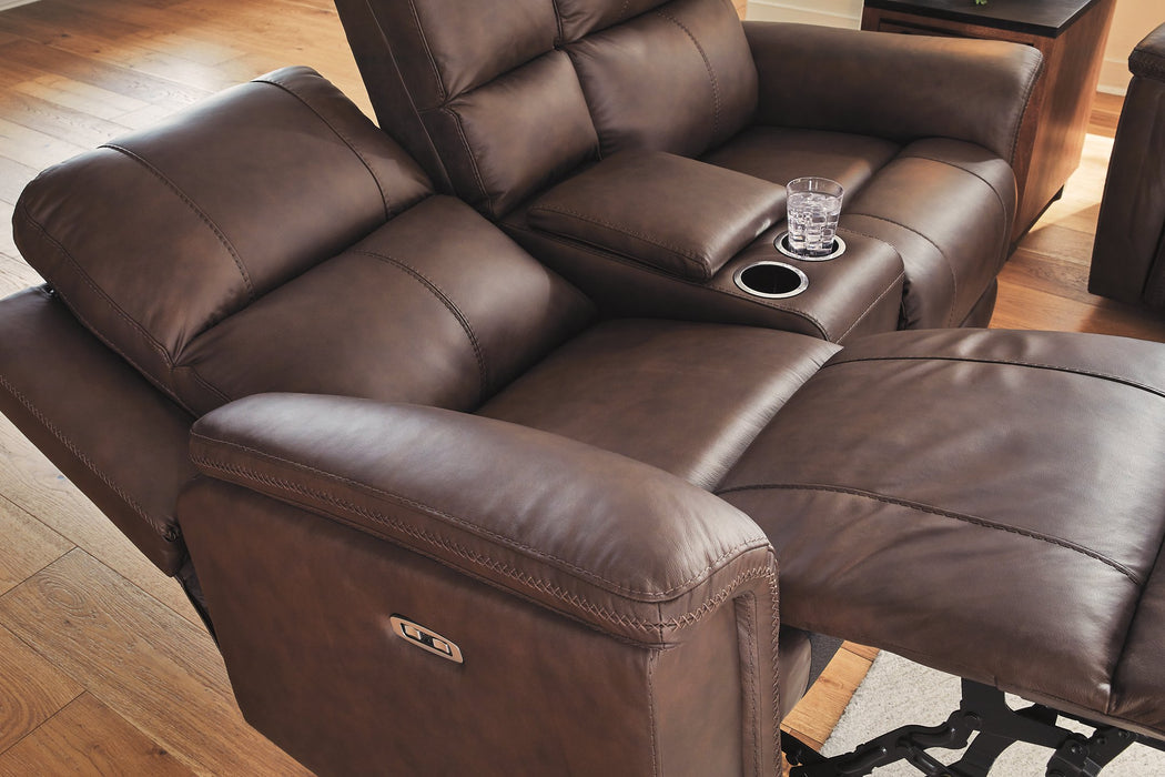 Bleckley Power Reclining Loveseat with Console - Vida Furniture (Laredo,TX)