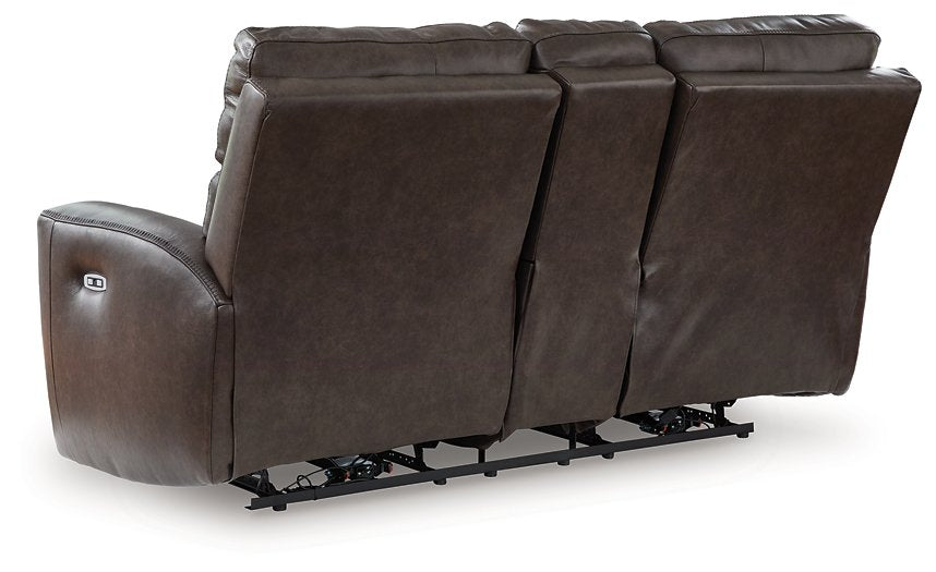 Crossplex Power Reclining Loveseat with Console - Vida Furniture (Laredo,TX)