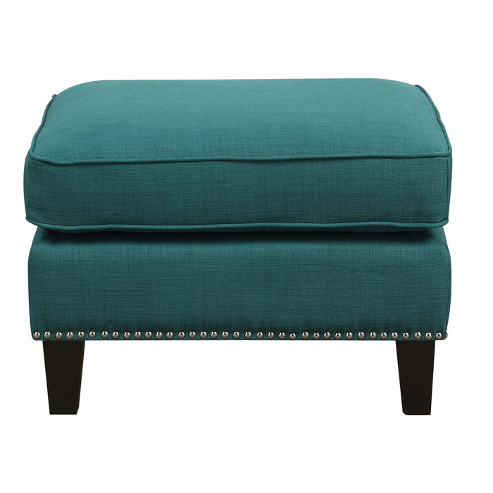 Erica 497 Ottoman W/Chrome Nail Heirloome Teal (ISTA 3) - Vida Furniture (Laredo,TX)