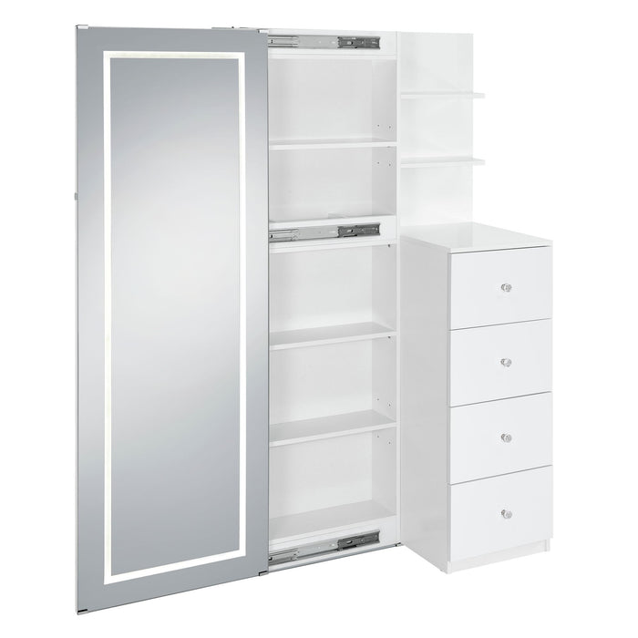 Vancouver Floor Mirror With Storage in White