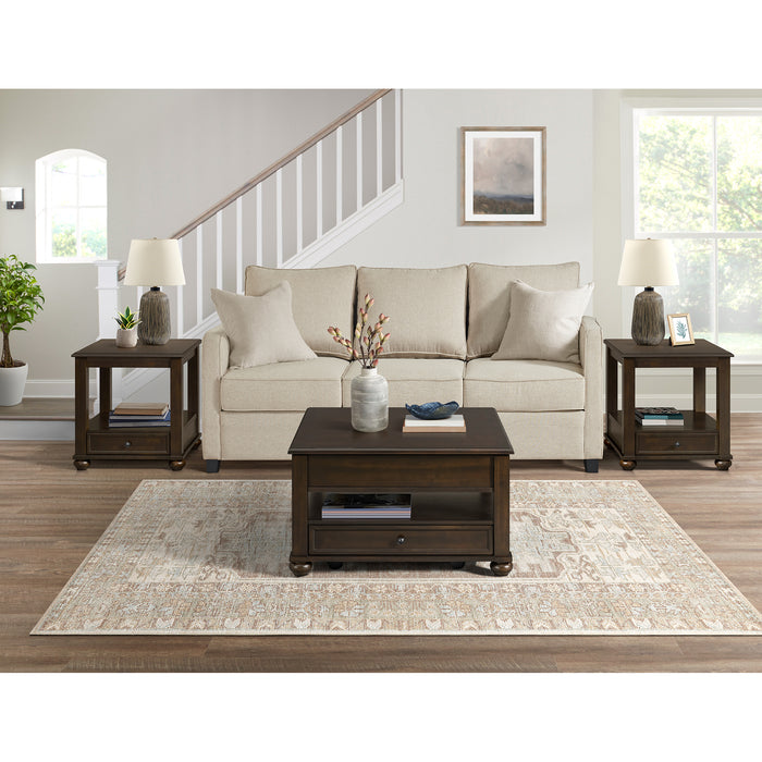 Wagner 3PC Occasional Table Set in Cherry-Square Lift-Top Coffee Table & Two End Table - Vida Furniture (Laredo,TX)