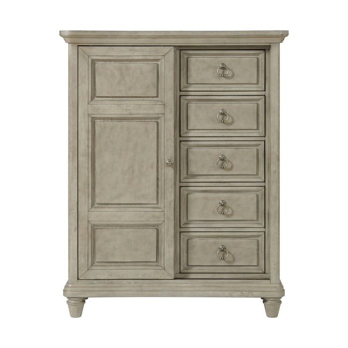 Whit-Ash 5-Drawer Door Chest in Light Grey - Vida Furniture (Laredo,TX)