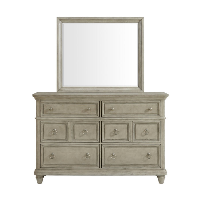 Whit-Ash Dresser and Mirror Set in Light Grey - Vida Furniture (Laredo,TX)
