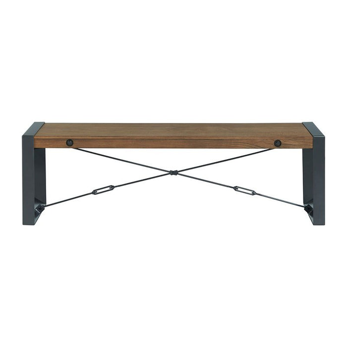 Elements International Industrial Bench in Gunmetal and Brown - Vida Furniture (Laredo,TX)