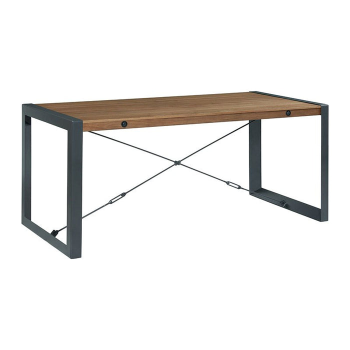 Elements International Industrial Dining Table in Gunmetal and Brown - Vida Furniture (Laredo,TX)