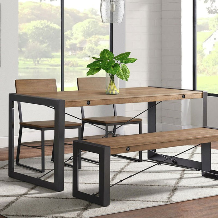 Elements International Industrial Dining Table in Gunmetal and Brown - Vida Furniture (Laredo,TX)