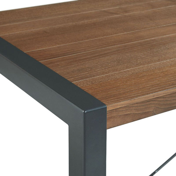Elements International Industrial Dining Table in Gunmetal and Brown - Vida Furniture (Laredo,TX)