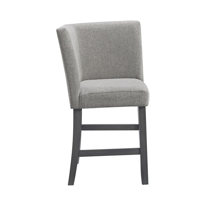 Seneca Counter Corner Bench with Upholstered Back and Grey Fabric