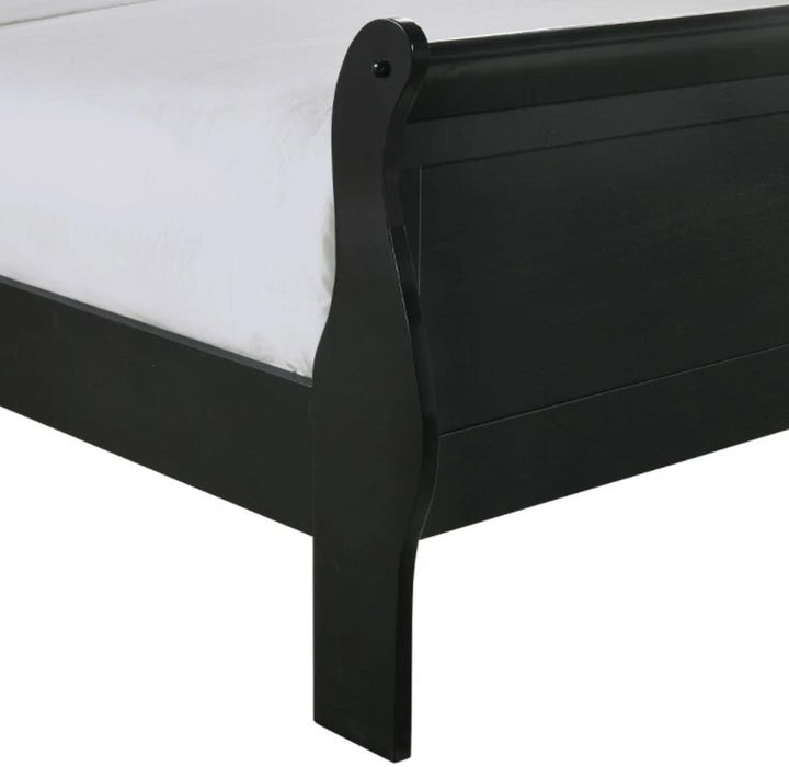 Elements International Louis Philippe Full Panel Bed in Black - Vida Furniture (Laredo,TX)