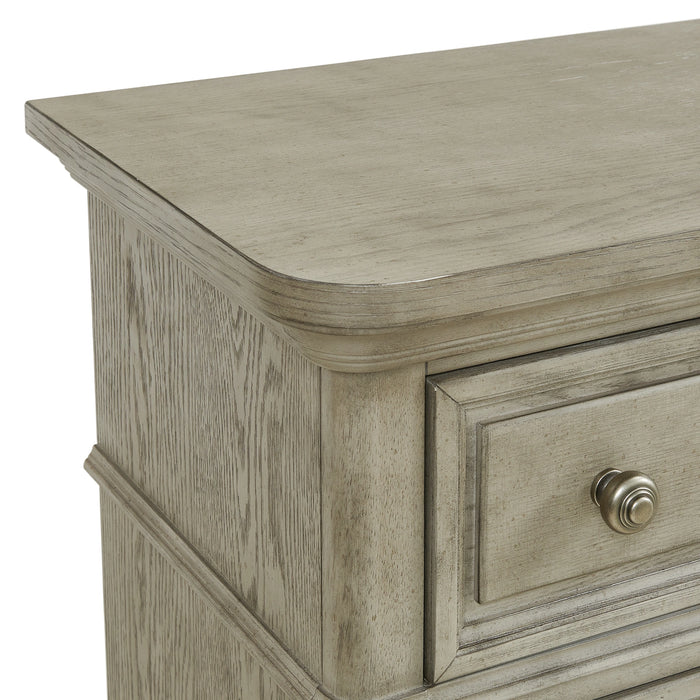 Whit-Ash Panel Bedroom Set with Door Chest in Light Grey
