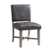 Elements International Collins Side Chair Stretcher with Brown PU (Set of 2) in Weathered Gray - Vida Furniture (Laredo,TX)