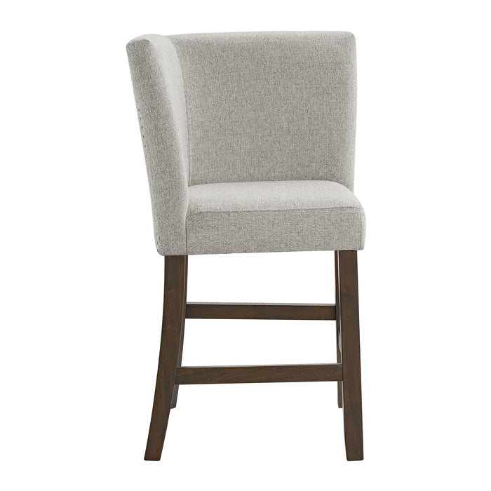 Seneca Counter Corner Bench with Upholstered Back and Grey Fabric