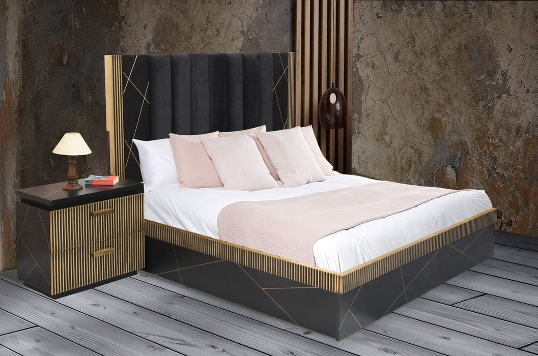 Galaxy Home Allure King Bed in Black - Vida Furniture (Laredo,TX)
