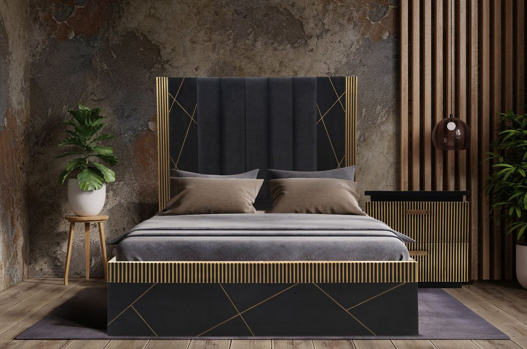 Galaxy Home Allure King Bed in Black - Vida Furniture (Laredo,TX)