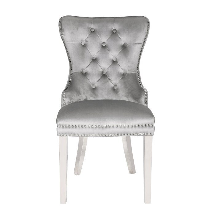 Galaxy Home Erica Stainless Steel Legs Dining Chair (Set of 2) in Light Grey - Vida Furniture (Laredo,TX)