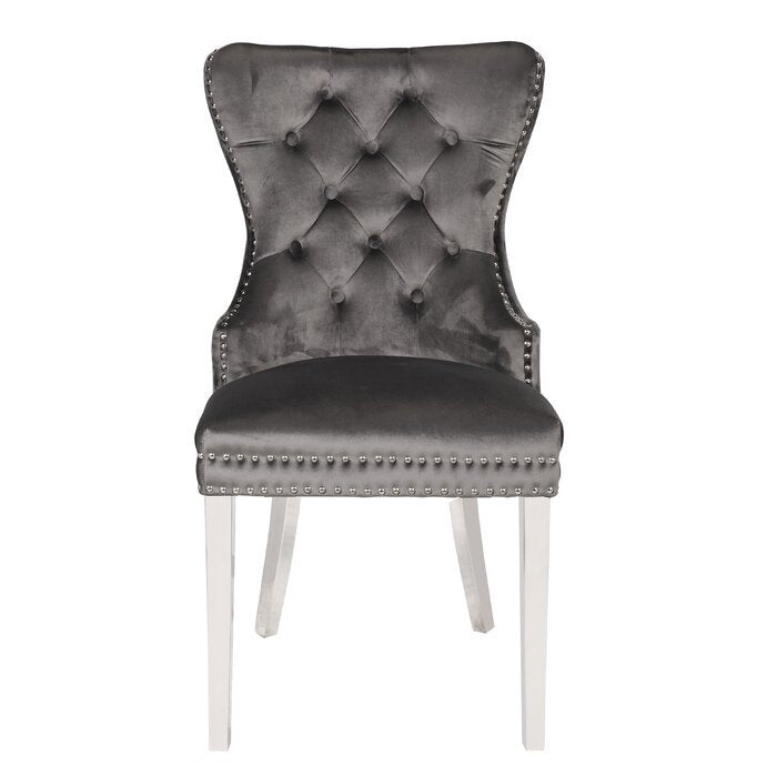 Galaxy Home Erica Stainless Steel Legs Dining Chair (Set of 2) in Dark Gray - Vida Furniture (Laredo,TX)