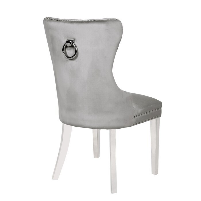 Galaxy Home Erica Stainless Steel Legs Dining Chair (Set of 2) in Light Grey - Vida Furniture (Laredo,TX)